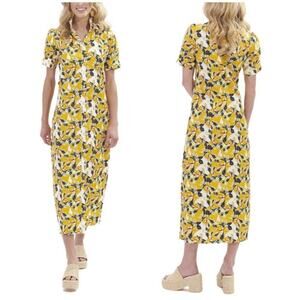 KATHLEEN MAEVE Palma Puff Sleeve Midi Shirt Dress in Orange Zest